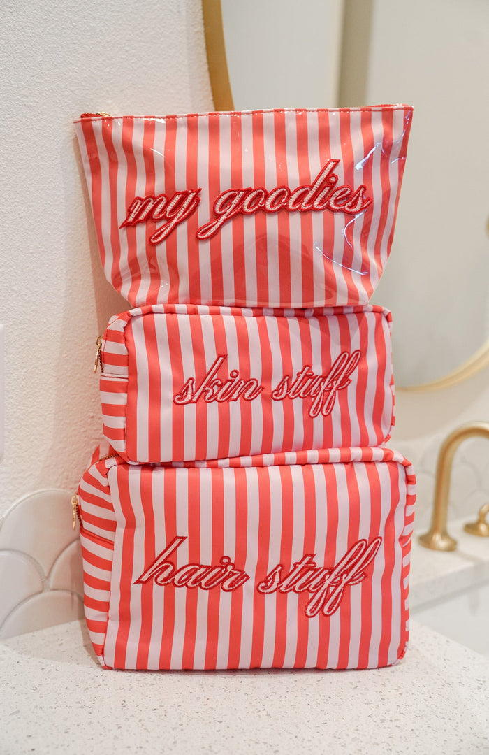 KenzKustomz Pink & Red Stripes Clear Coat Bag - My Goodies