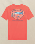 The back view of the Southern Tide Kids Beach Lure Short Sleeve T-Shirt by Southern Tide - Orange Blossom