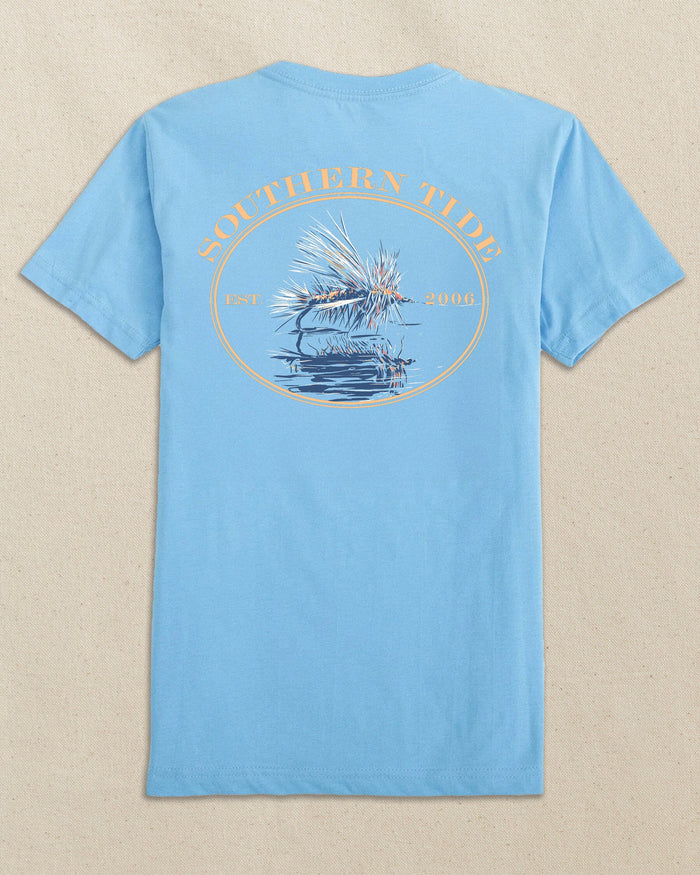 The back view of the Southern Tide Kids Fly On Water Surface Short Sleeve T-Shirt by Southern Tide - Ocean Channel