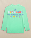 The back view of the Southern Tide Kids Nautical Flags Long Sleeve Performance T-Shirt by Southern Tide - Gulf Shores