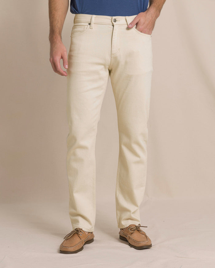 The front view of the Southern Tide King Street Denim Pant by Southern Tide - Ecru
