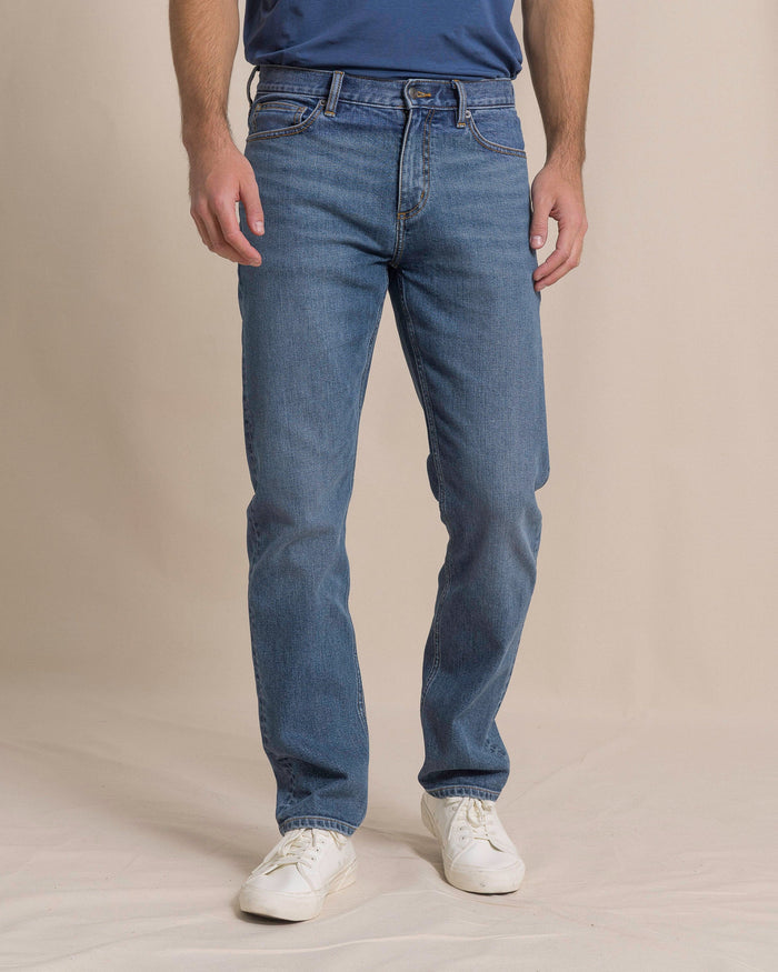 The front view of the Southern Tide King Street Denim Pant by Southern Tide - Medium Wash