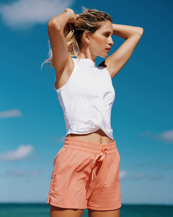 The front view of the Southern Tide Lacy Brrr-illiant Twist Top by Southern Tide - Classic White