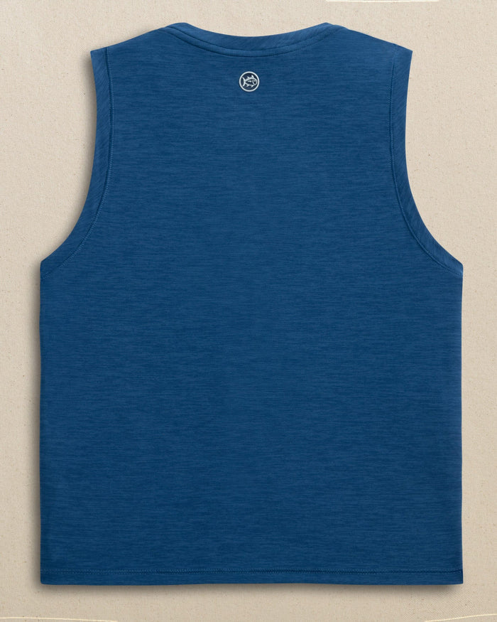 The back view of the Southern Tide Lacy Coastal Breeze® Active Twist Tank by Southern Tide - Nautical Blue