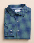 The front view of the Southern Tide Lanier Plaid Charleston Sport Shirt by Southern Tide - Nautical Blue