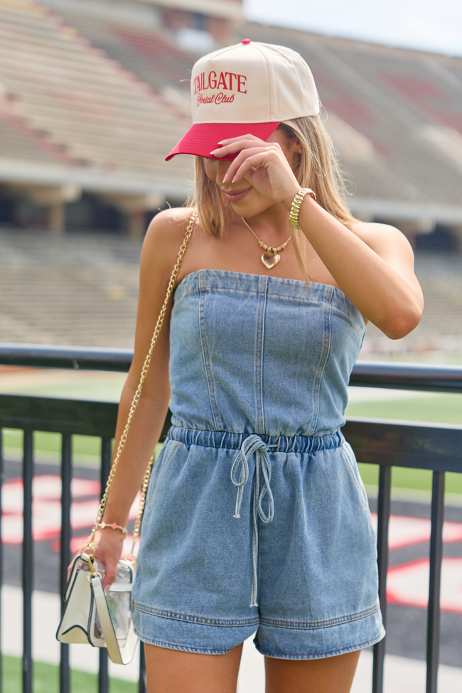 Layne Denim Strapless Romper