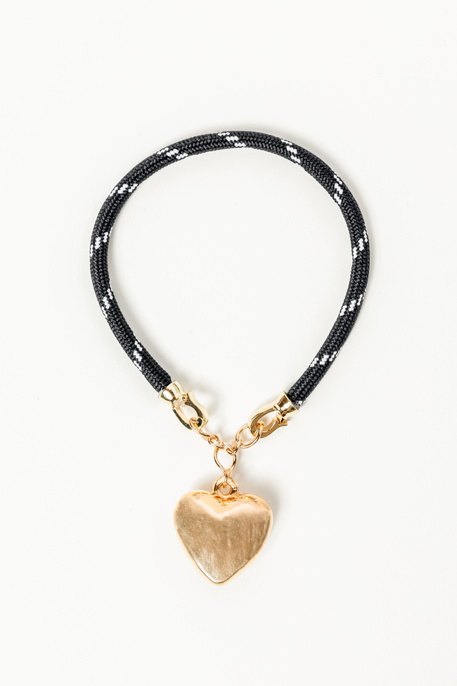 Lea Black Puff Heart Bracelet FINAL SALE