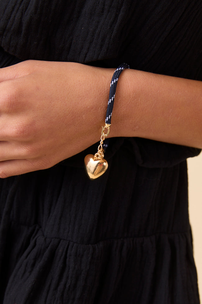 Lea Black Puff Heart Bracelet FINAL SALE