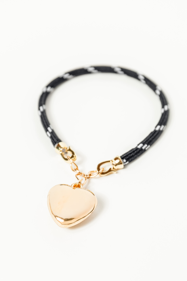 Lea Black Puff Heart Bracelet FINAL SALE