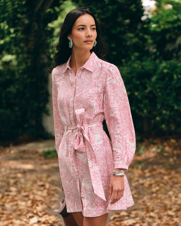 The lifestyle view of the Southern Tide Leanna Printed Mini Dress by Southern Tide - Rivera Rose