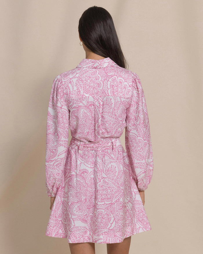 The back view of the Southern Tide Leanna Printed Mini Dress by Southern Tide - Rivera Rose