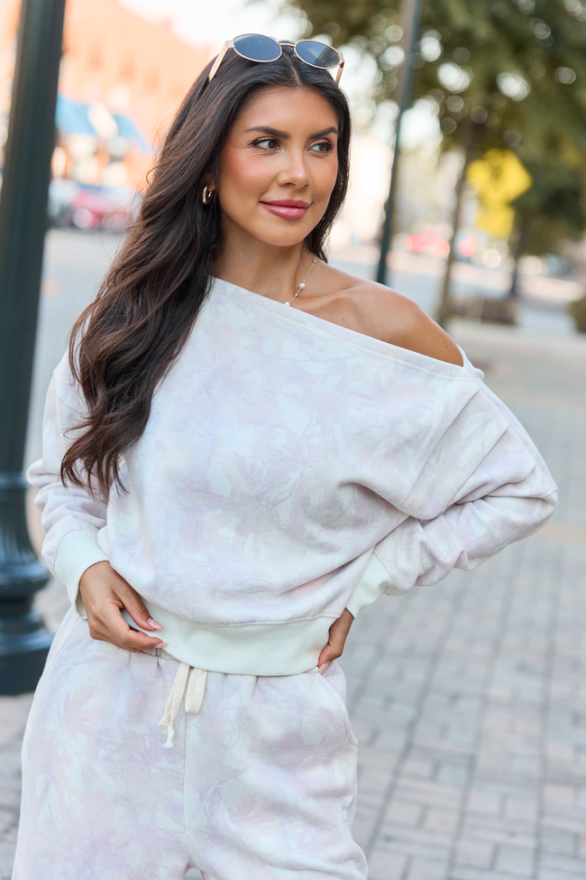 Learn As You Go Camo Off The Shoulder Fleece Sweatshirt