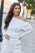 Learn As You Go Camo Off The Shoulder Fleece Sweatshirt