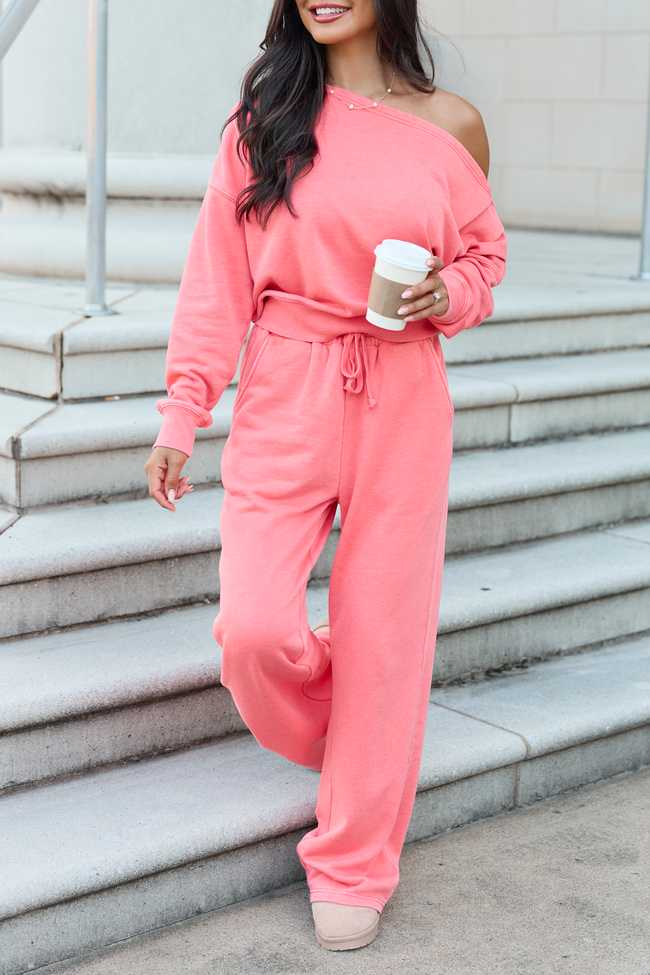 Learn As You Go Coral Sweatpants
