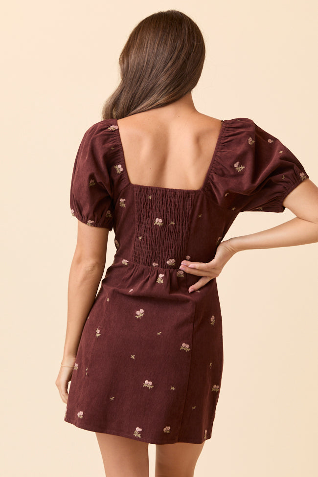 Leigh Brown Floral Embroidered Mini Dress FINAL SALE