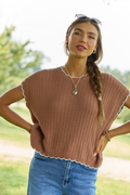 Lenny Brown Scallop Trim Top