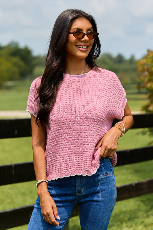 Lenny Mauve Scallop Trim Top
