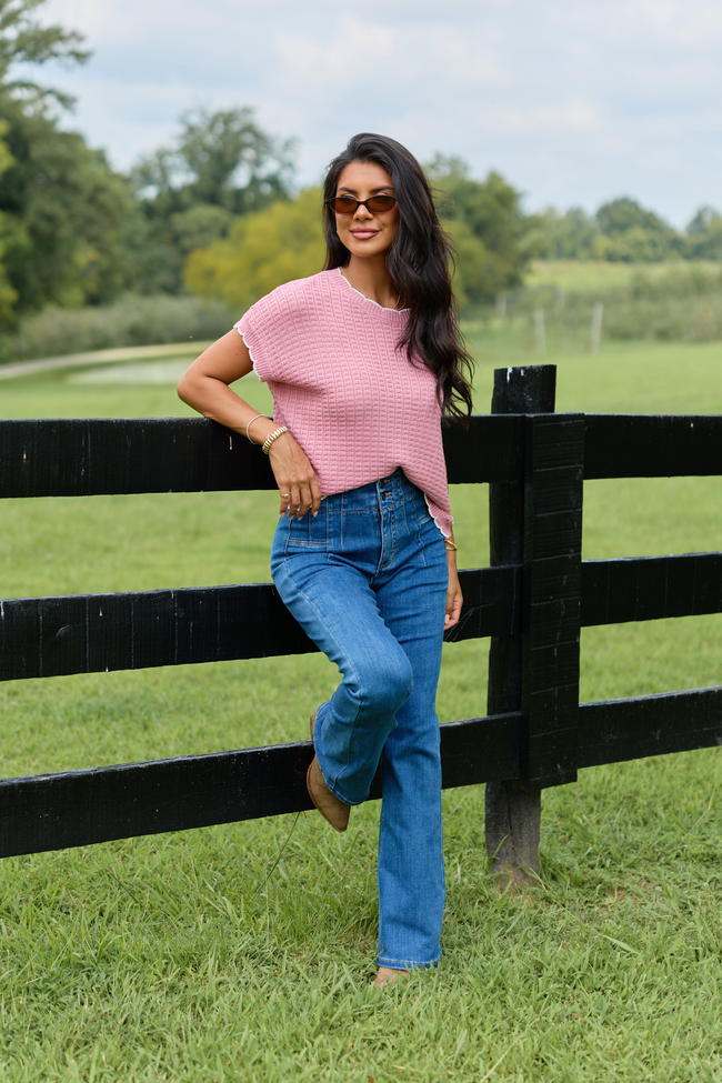 Lenny Mauve Scallop Trim Top