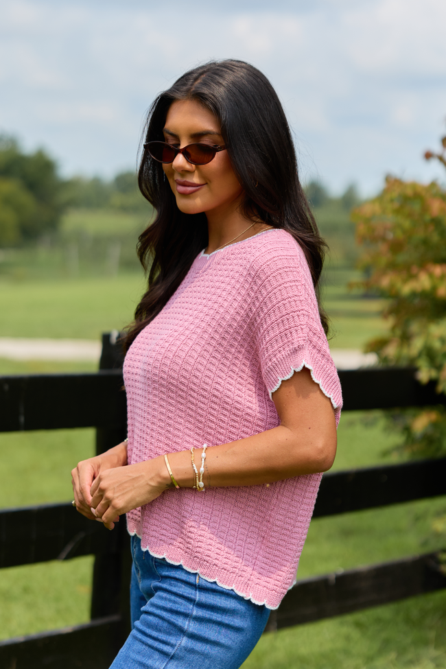 Lenny Mauve Scallop Trim Top