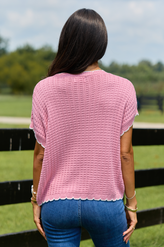 Lenny Mauve Scallop Trim Top