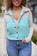 Liam Sea Green Corduroy Snap Up Vest FINAL SALE