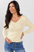 Lillian Yellow Ruched Front Long Sleeve Top FINAL SALE