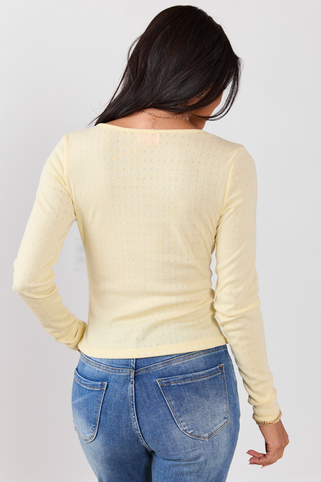 Lillian Yellow Ruched Front Long Sleeve Top FINAL SALE