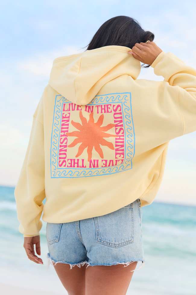 Live In The Sunshine Yellow Graphic Hoodie