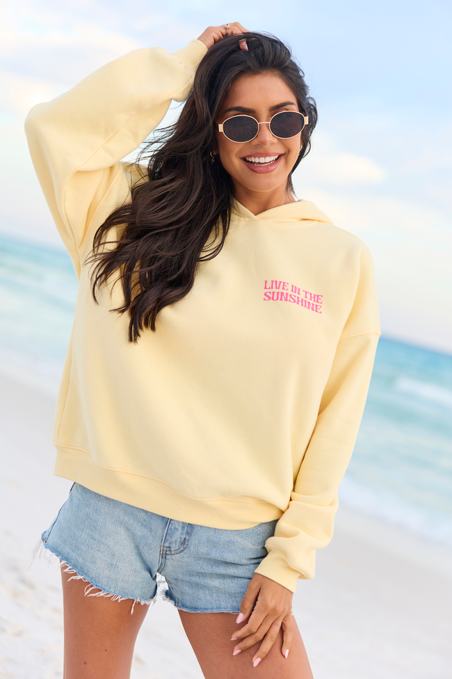 Live In The Sunshine Yellow Graphic Hoodie