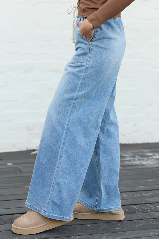 Lottie Wide Leg Cropped Tie Jeans FINAL SALE