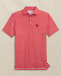 The front view of the Southern Tide Louisville Cardinals Driver Dunes Edge Plaid Polo by Southern Tide - Varsity Red