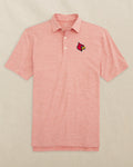 The front view of the Southern Tide Louisville Cardinals Driver Spacedye Polo by Southern Tide - Varsity Red