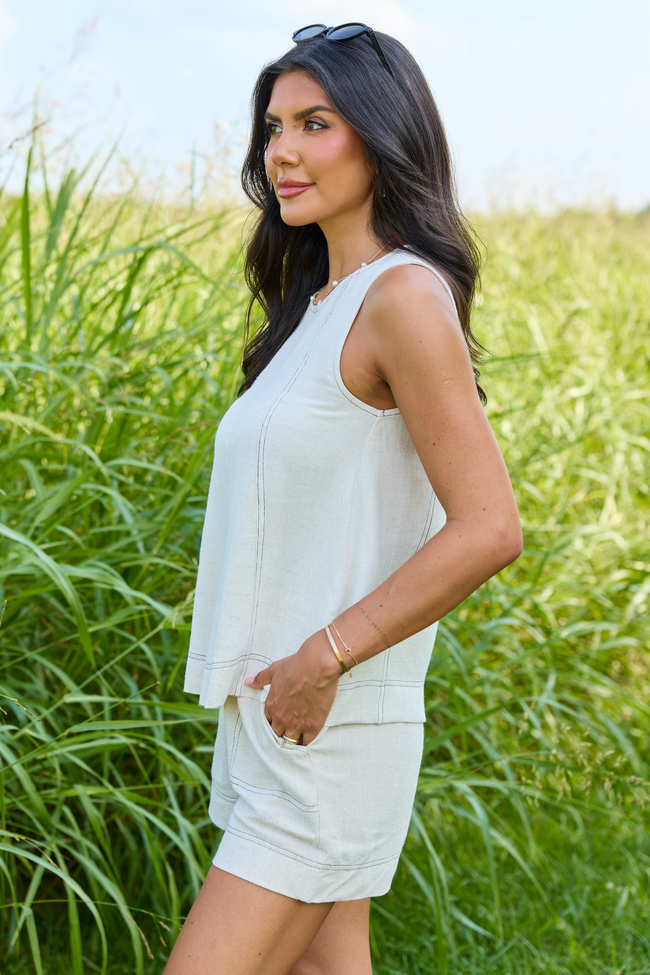 Love in the Light Ivory Stitch Panel Sleeveless Top