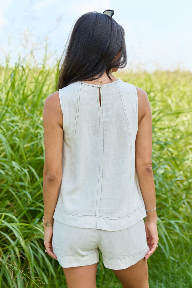 Love in the Light Ivory Stitch Panel Sleeveless Top
