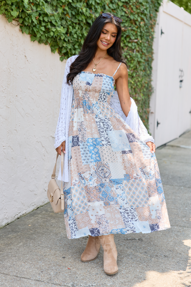 Lovingly Yours Blue Multi Midi Dress