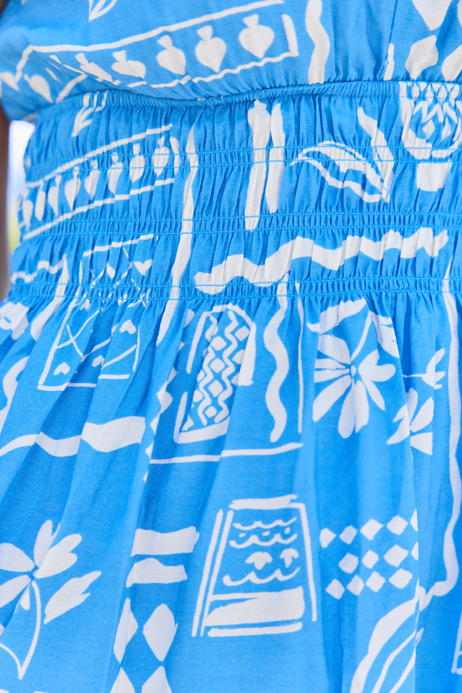 Low Tide Blue Icon Print Mini Dress FINAL SALE