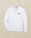 The front view of the Southern Tide LSU 2025 Baseball National Champions Cruiser Quarter Zip by Southern Tide - Heather Slate Grey