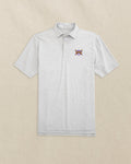 The front view of the Southern Tide LSU 2025 Baseball National Champions Driver Spacedye Polo by Southern Tide - Slate Grey