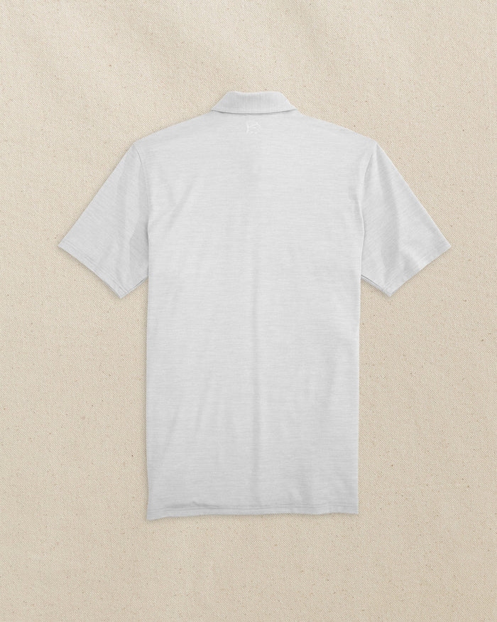The back view of the Southern Tide LSU 2025 Baseball National Champions Driver Spacedye Polo by Southern Tide - Slate Grey