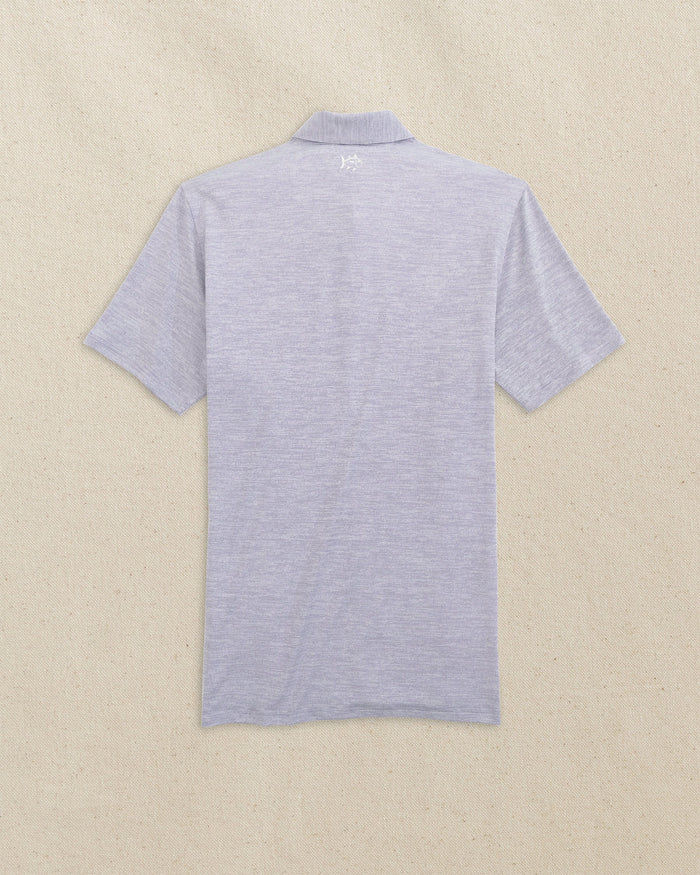The back view of the Southern Tide LSU 2025 Baseball National Champions Driver Spacedye Polo by Southern Tide - Regal Purple