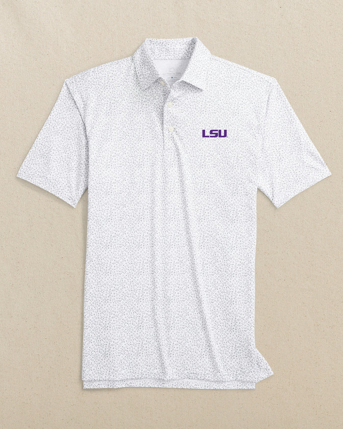 The front view of the Southern Tide LSU Tigers Driver Gameplay Polo by Southern Tide - Classic White