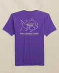 The back view of the Southern Tide LSU Tigers Skipjack Play Short Sleeve T-Shirt by Southern Tide - Regal Purple and Yellow