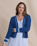 The front view of the Southern Tide Lucille Cardigan Sweater by Southern Tide - Nautical Blue
