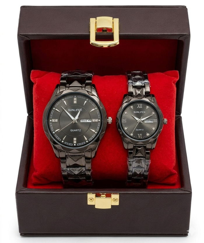 Luxury Cupel Watch black  Dial Watch Date Style Watch – Elegant Diamond Markers & Stainless Steel Band