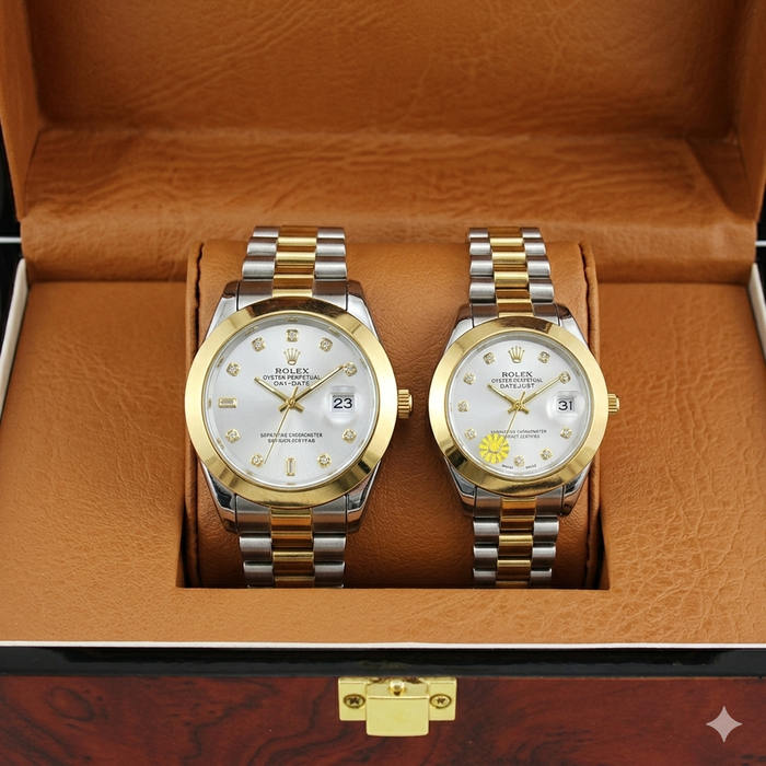 Luxury Cupel Watch White  Dial Watch Date Style Watch – Elegant Diamond Markers & Stainless Steel Band