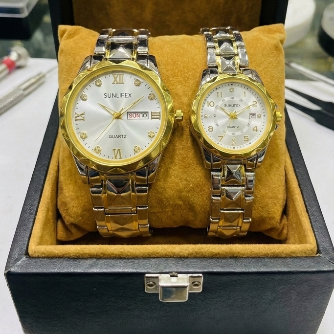Luxury Cupel Watch White Dial Watch Date Style Watch – Elegant Diamond Markers & Stainless-Steel Band