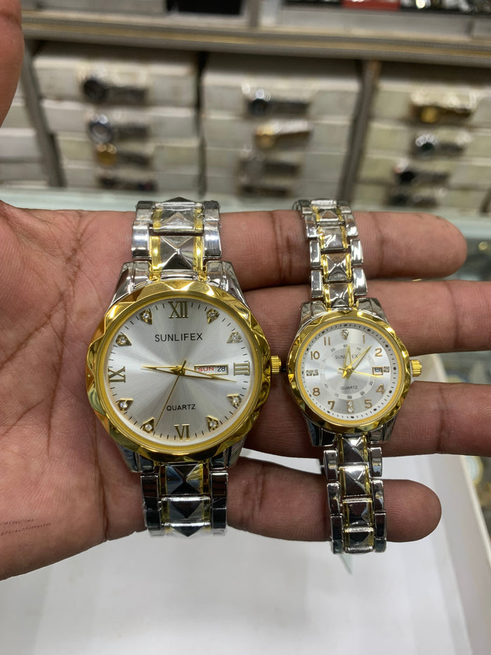 Luxury Cupel Watch White Dial Watch Date Style Watch – Elegant Diamond Markers & Stainless-Steel Band