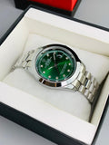 Luxury Full Silver Green  dial Men's Watch | Premium Stainless Steel Wrist Watch with Date & Time Display