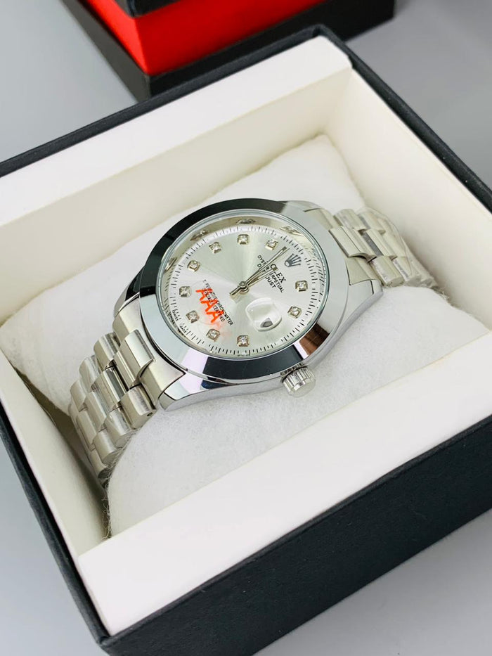 Luxury Full Silver  White dial Men's Watch | Premium Stainless Steel Wrist Watch with Date & Time Display