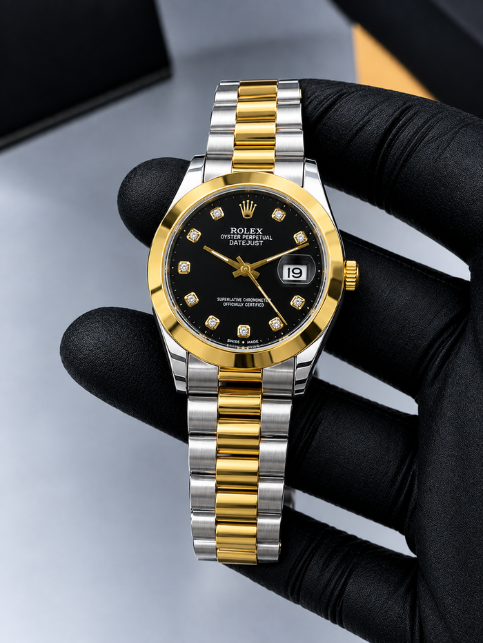 Luxury Gold & Black dial Men's Watch | Premium Stainless Steel Wrist Watch with Date & Time Display